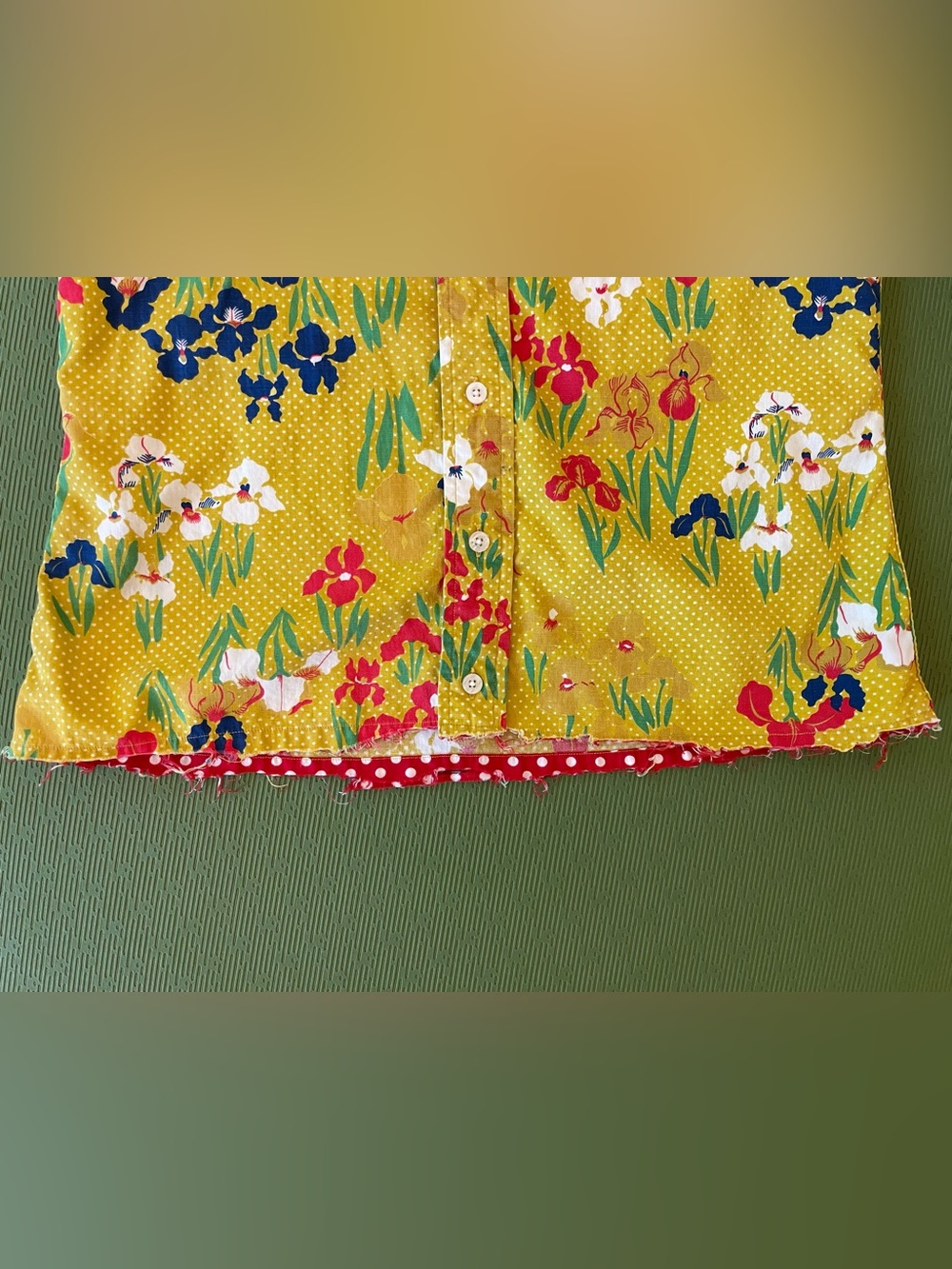 Beene Bazar Vintage Y2K Mustard Yellow Floral Polka Dots Button-Up Shirt - Picture 9 of 13